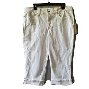 NYDJ Not Your Daughters Jeans Capri Marylin Crop cuffed Optic White Sz 16 P New